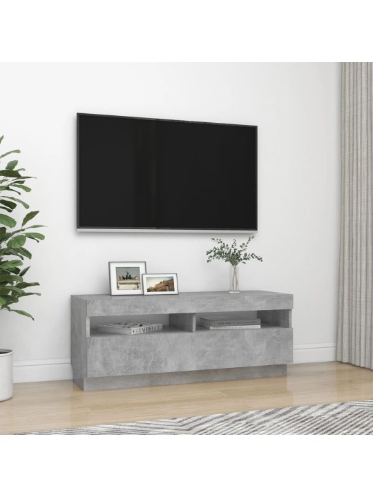 Tv galdiņš ar led lampiņām, 100x35x40 cm, betona pelēks