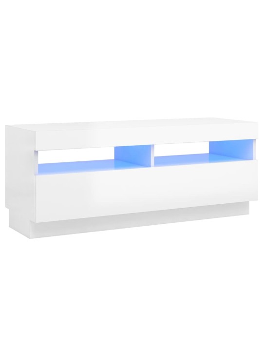 Tv galdiņš ar led lampiņām, 100x35x40 cm, spīdīgi balts