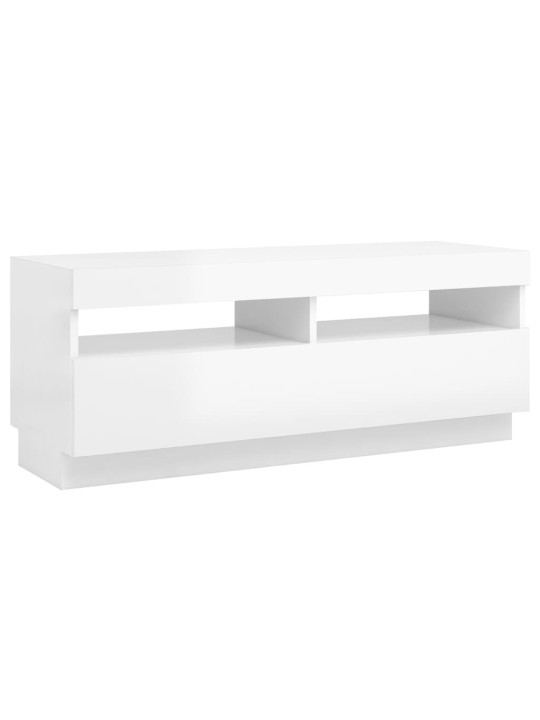 Tv galdiņš ar led lampiņām, 100x35x40 cm, spīdīgi balts