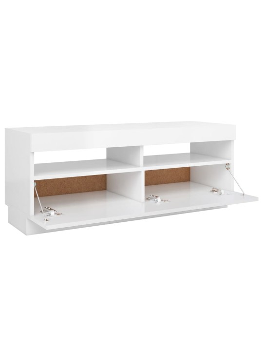 Tv galdiņš ar led lampiņām, 100x35x40 cm, spīdīgi balts