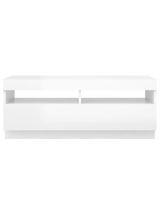Tv galdiņš ar led lampiņām, 100x35x40 cm, spīdīgi balts