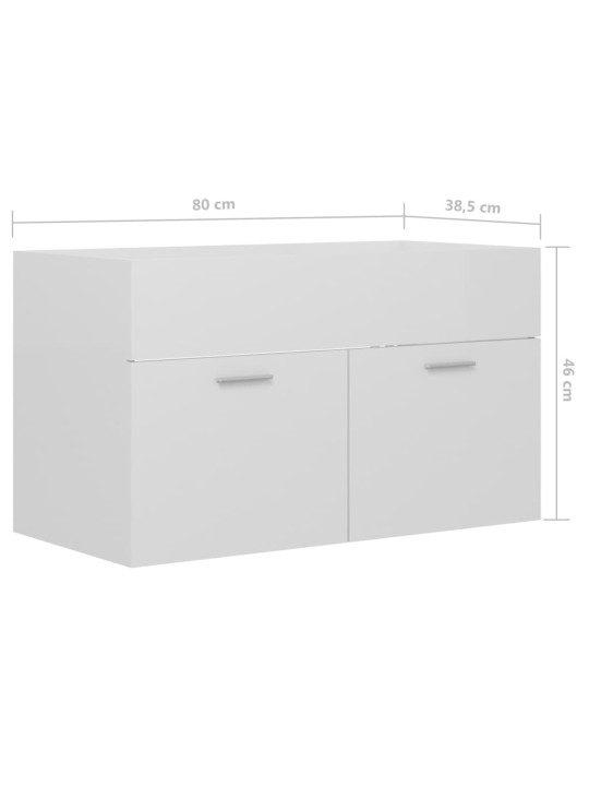 Izlietnes skapītis spīdīgi balts 80x38,5x46cm inženierijas koks