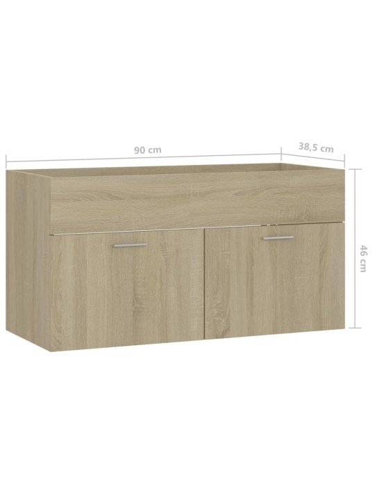 Izlietnes skapītis, ozolkoka, 90x38,5x46 cm, inženierijas koks