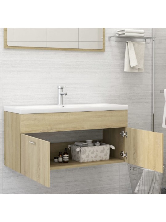 Izlietnes skapītis, ozolkoka, 100x38,5x46 cm, inženierijas koks