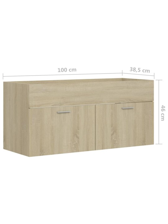 Izlietnes skapītis, ozolkoka, 100x38,5x46 cm, inženierijas koks