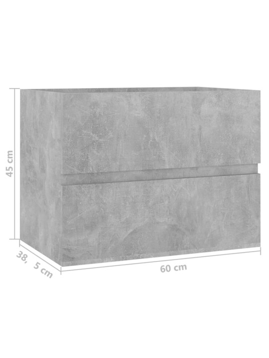 Izlietnes skapītis betona pelēks 60x38,5x45cm inženierijas koks