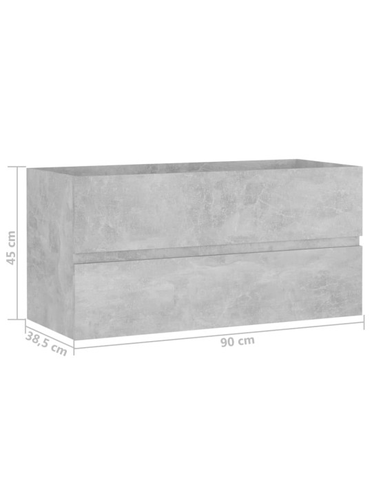 Izlietnes skapītis betona pelēks 90x38,5x45cm inženierijas koks