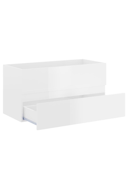 Izlietnes skapītis spīdīgi balts 90x38,5x45cm inženierijas koks