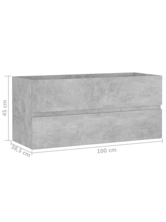 Izlietnes skapītis betonpelēks 100x38,5x45 cm inženierijas koks