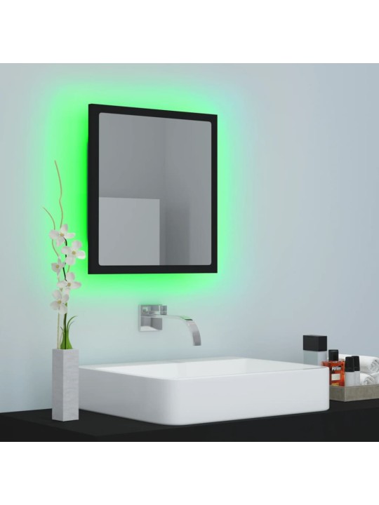 Vannasistabas spogulis, led, melns, 40x8,5x37 cm, akrils