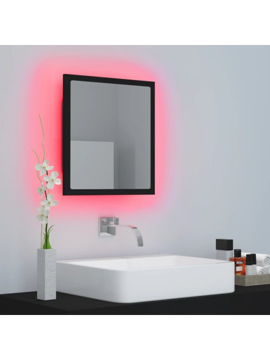 Vannasistabas spogulis, led, melns, 40x8,5x37 cm, akrils