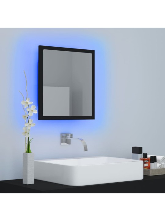Vannasistabas spogulis, led, melns, 40x8,5x37 cm, akrils