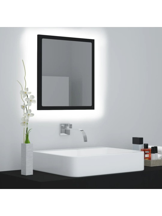 Vannasistabas spogulis, led, melns, 40x8,5x37 cm, akrils