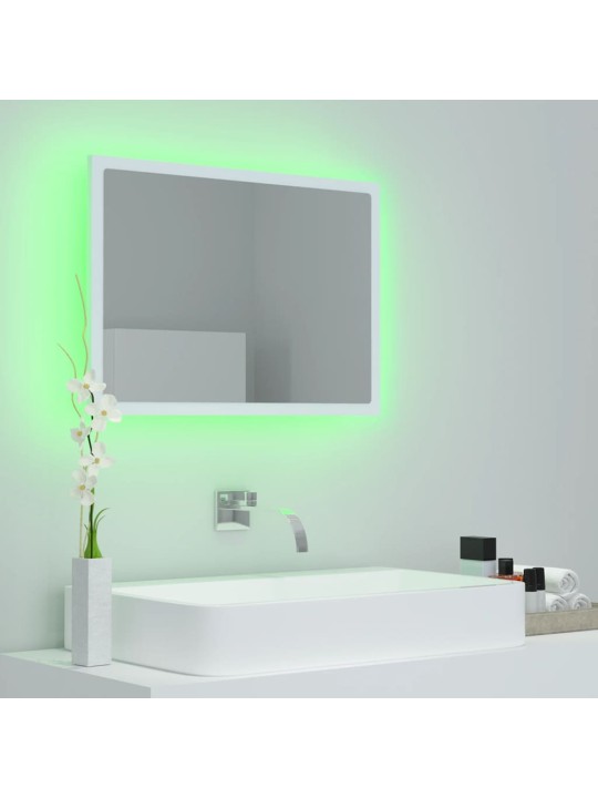 Vannasistabas spogulis, led, balts, 60x8,5x37 cm, akrils