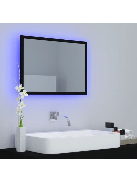 Vannasistabas spogulis, led, melns, 60x8,5x37 cm, akrils