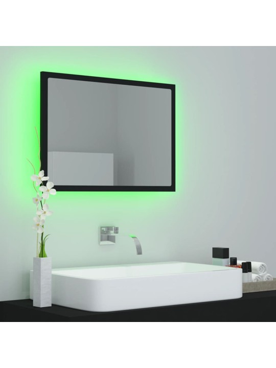 Vannasistabas spogulis, led, melns, 60x8,5x37 cm, akrils
