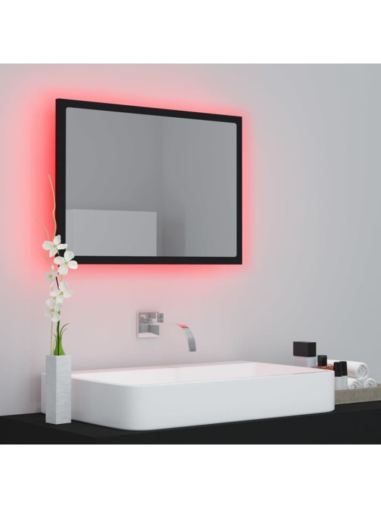Vannasistabas spogulis, led, melns, 60x8,5x37 cm, akrils