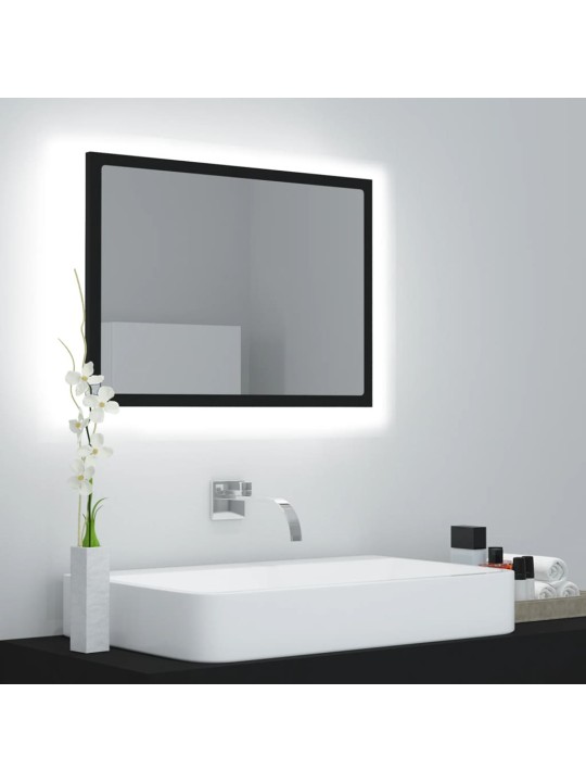 Vannasistabas spogulis, led, melns, 60x8,5x37 cm, akrils
