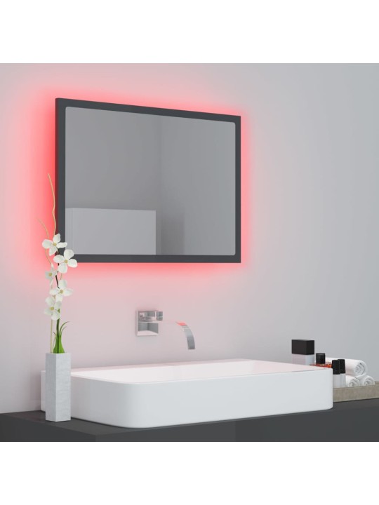 Vannasistabas spogulis, LED, spīdīgi pelēks, 60x8,5x37, akrils