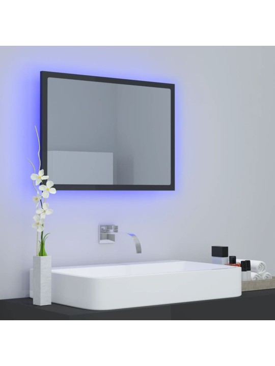 Vannasistabas spogulis, LED, spīdīgi pelēks, 60x8,5x37, akrils