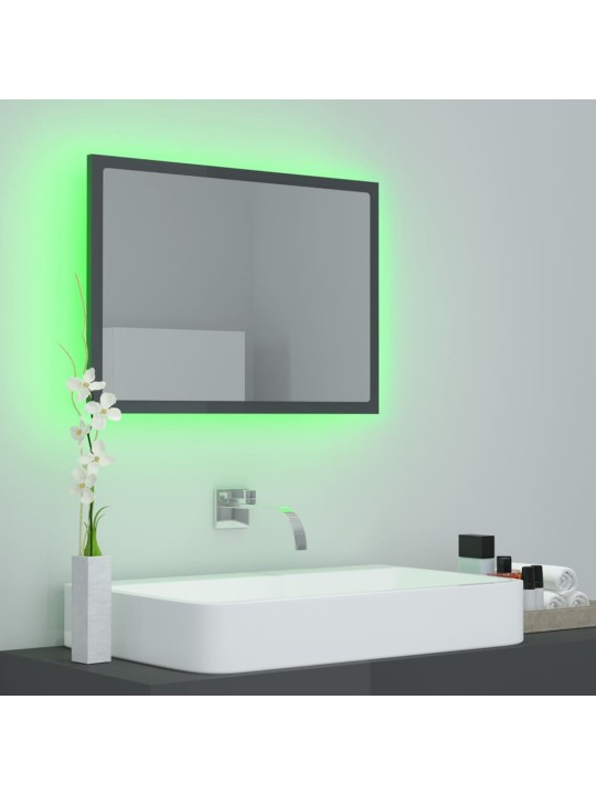 Vannasistabas spogulis, LED, spīdīgi pelēks, 60x8,5x37, akrils