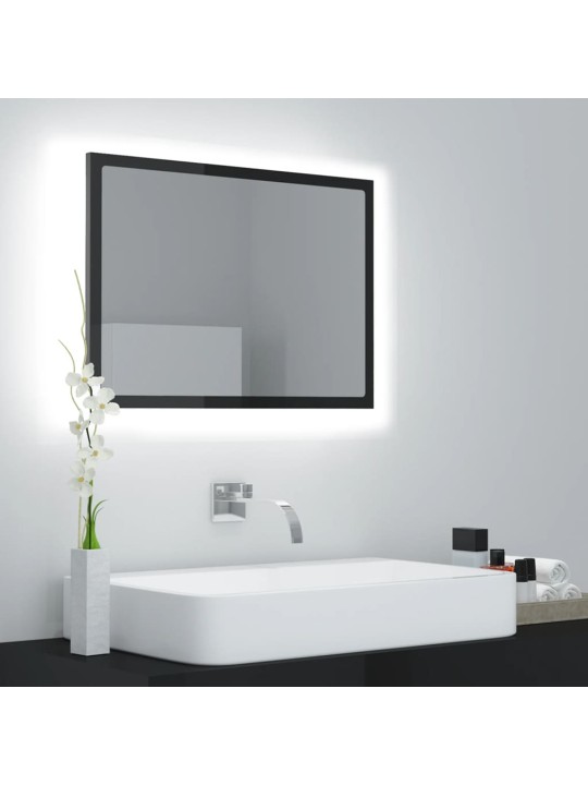 Vannasistabas spogulis, LED, spīdīgi pelēks, 60x8,5x37, akrils