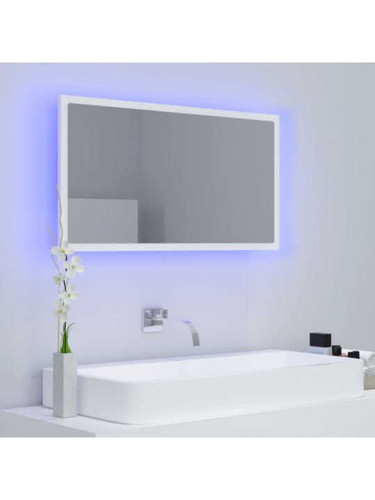 Vannasistabas spogulis, led, balts, 80x8,5x37 cm, akrils