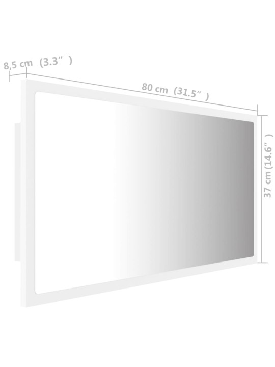 Vannasistabas spogulis, led, balts, 80x8,5x37 cm, akrils