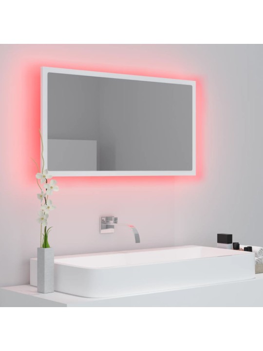 Vannasistabas spogulis, led, balts, 80x8,5x37 cm, akrils