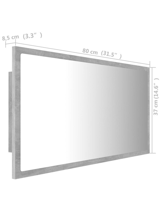 Vannasistabas spogulis, led, pelēks, 80x8,5x37 cm, akrils