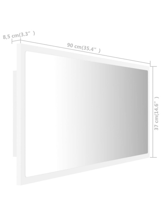 Vannasistabas spogulis, led, balts, 90x8,5x37 cm, akrils