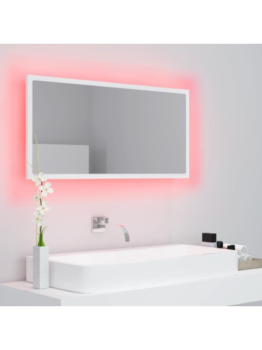 Vannasistabas spogulis, led, balts, 90x8,5x37 cm, akrils