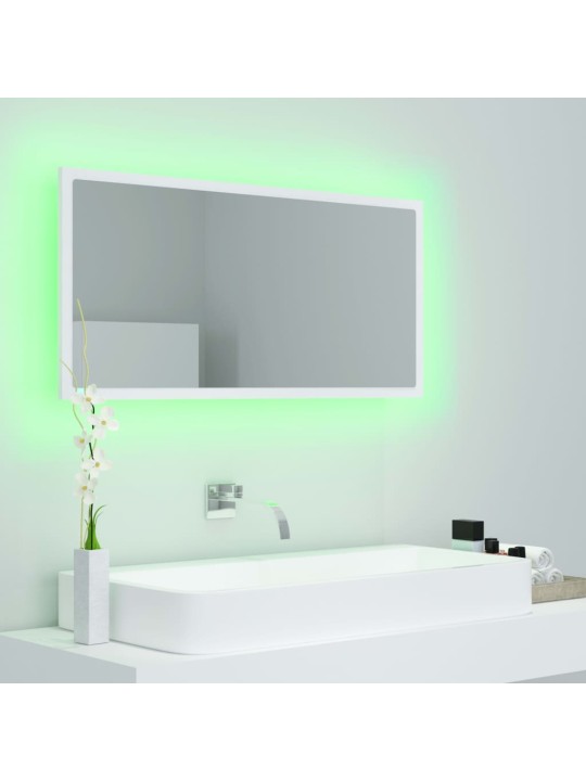 Vannasistabas spogulis, led, balts, 90x8,5x37 cm, akrils