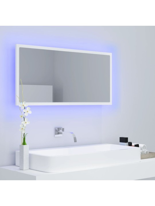 Vannasistabas spogulis, led, balts, 90x8,5x37 cm, akrils