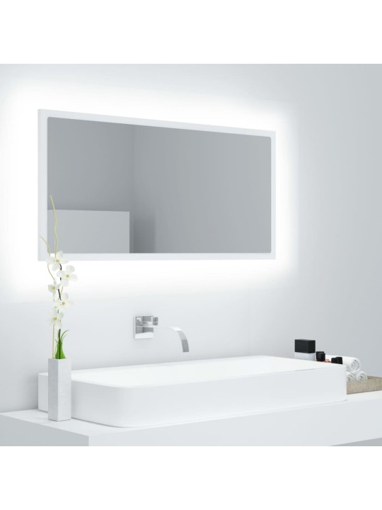 Vannasistabas spogulis, led, balts, 90x8,5x37 cm, akrils
