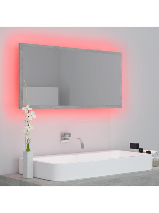 Vannasistabas spogulis, led, pelēks, 90x8,5x37 cm, akrils