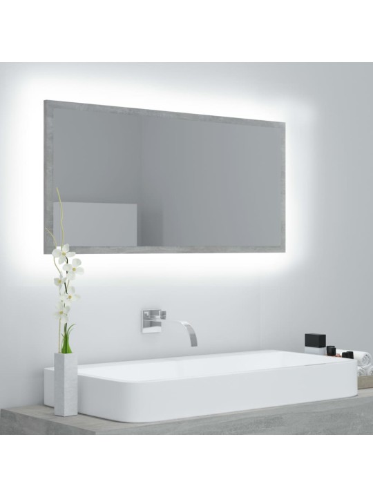 Vannasistabas spogulis, led, pelēks, 90x8,5x37 cm, akrils
