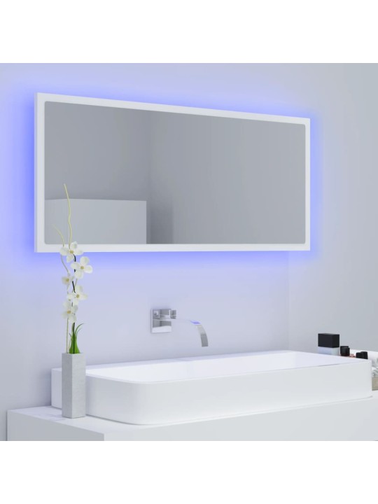 Vannasistabas spogulis, led, balts, 100x8,5x37 cm, akrils