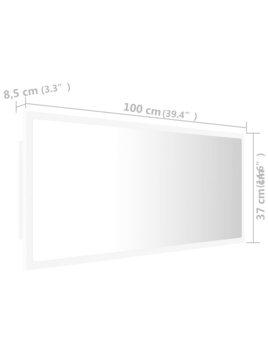 Vannasistabas spogulis, led, balts, 100x8,5x37 cm, akrils