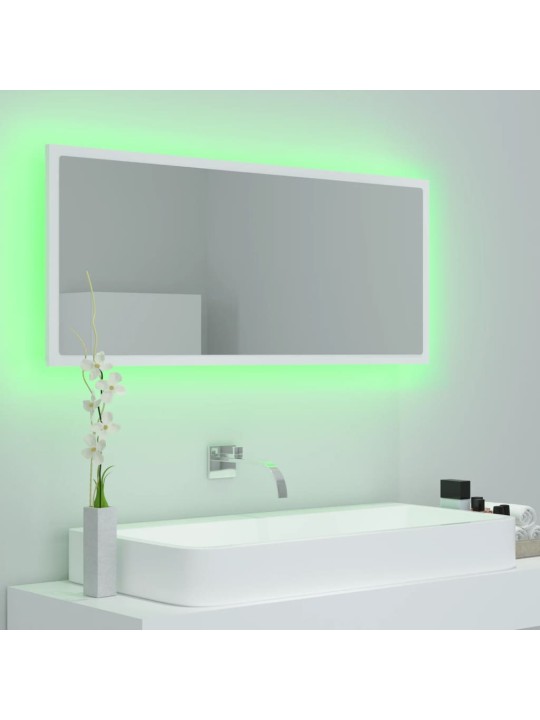 Vannasistabas spogulis, led, balts, 100x8,5x37 cm, akrils