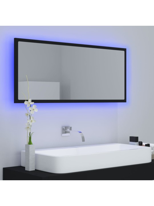 Vannasistabas spogulis, led, melns, 100x8,5x37cm, akrils