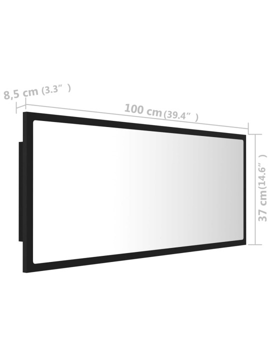 Vannasistabas spogulis, led, melns, 100x8,5x37cm, akrils