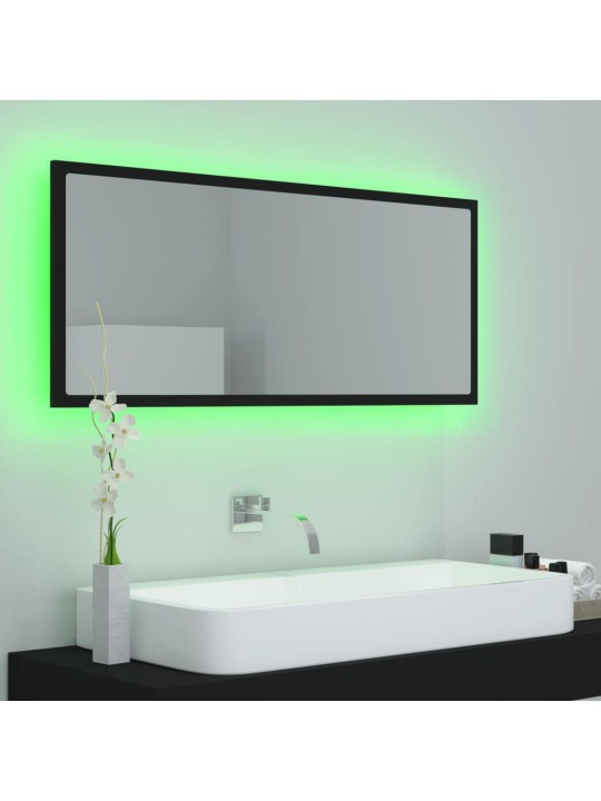 Vannasistabas spogulis, led, melns, 100x8,5x37cm, akrils