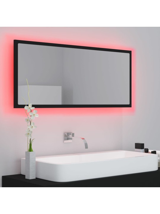 Vannasistabas spogulis, led, melns, 100x8,5x37cm, akrils