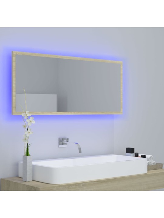 Vannasistabas spogulis, led, ozolkoka krāsā, 100x8,5x37, akrils