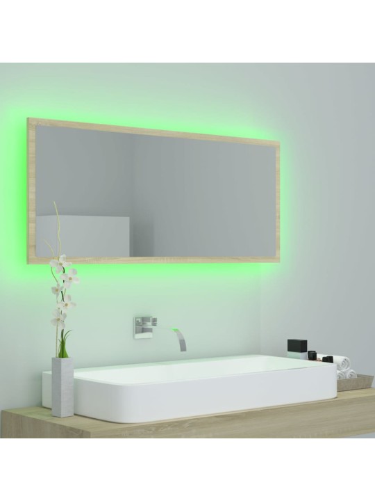 Vannasistabas spogulis, led, ozolkoka krāsā, 100x8,5x37, akrils