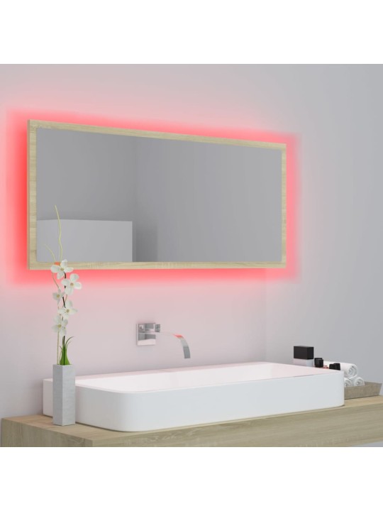 Vannasistabas spogulis, led, ozolkoka krāsā, 100x8,5x37, akrils