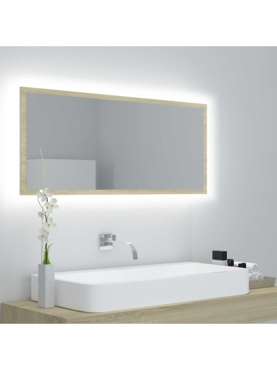 Vannasistabas spogulis, led, ozolkoka krāsā, 100x8,5x37, akrils