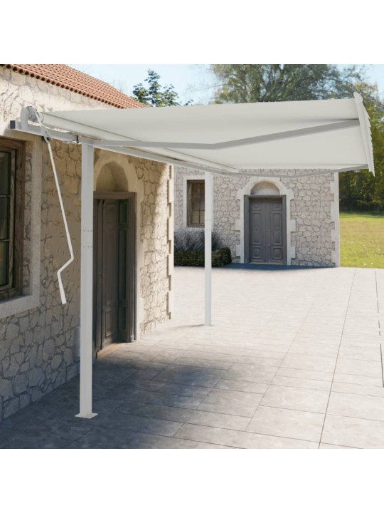 Markīzes stabu komplekts, balts, 450x245 cm, dzelzs