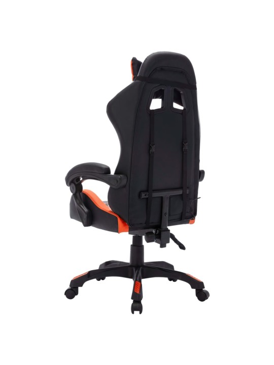 Biroja krēsls, rgb led gaismas, oranža un melna mākslīgā āda